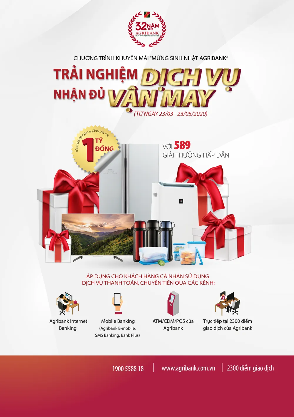 Trải nghiệm dịch vụ Agribank để có cơ hội nhận hơn 580 giải thưởng tổng trị giá 1 tỷ đồng ảnh 1 Trải nghiệm dịch vụ Agribank để có cơ hội nhận hơn 580 giải thưởng tổng trị giá 1 tỷ đồng ảnh 1