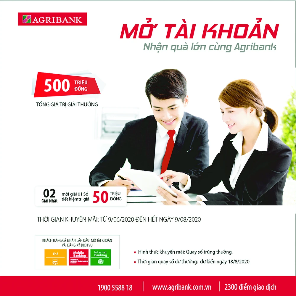 Mở tài khoản - nhận quà lớn và tham gia các chương trình khuyến mại tại các điểm giao dịch trực thuộc Agribank Đồng Nai