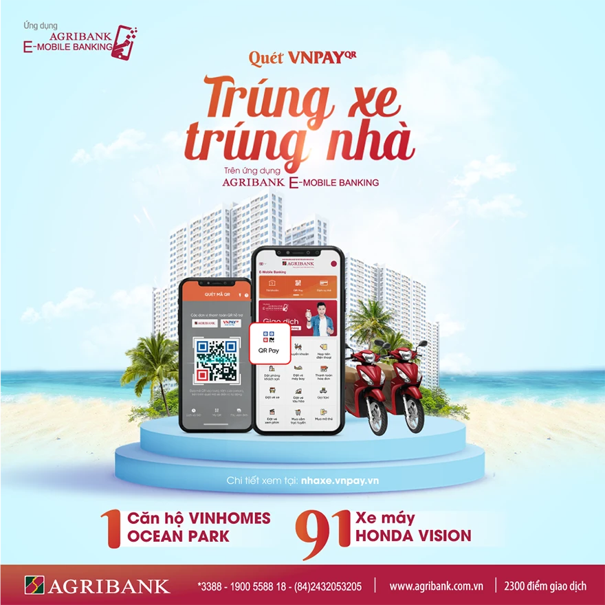 Quét Vnpay QR nhận “mưa” ưu đãi cùng Agribank e-Mobile Banking ảnh 1 Quét Vnpay QR nhận “mưa” ưu đãi cùng Agribank e-Mobile Banking ảnh 1