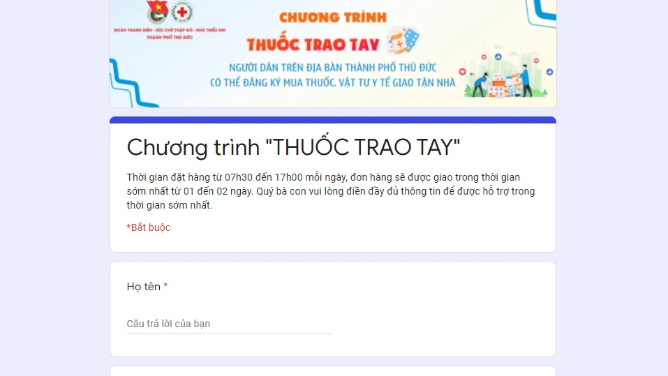 Thành đoàn TP Thủ Đức nâng cấp đường link chương trình “Thuốc trao tay”