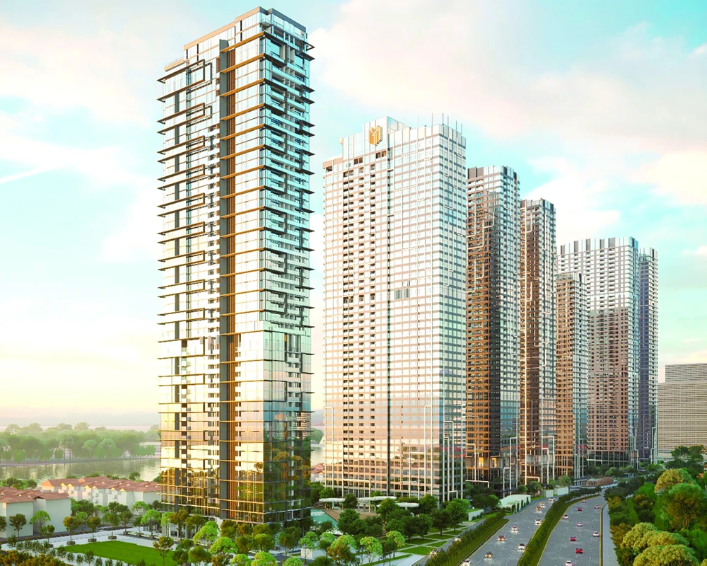 Phối cảnh tòa tháp Lake trong khu phức hợp bất động sản hàng hiệu Grand Marina, Saigon. Ảnh: Masterise Homes