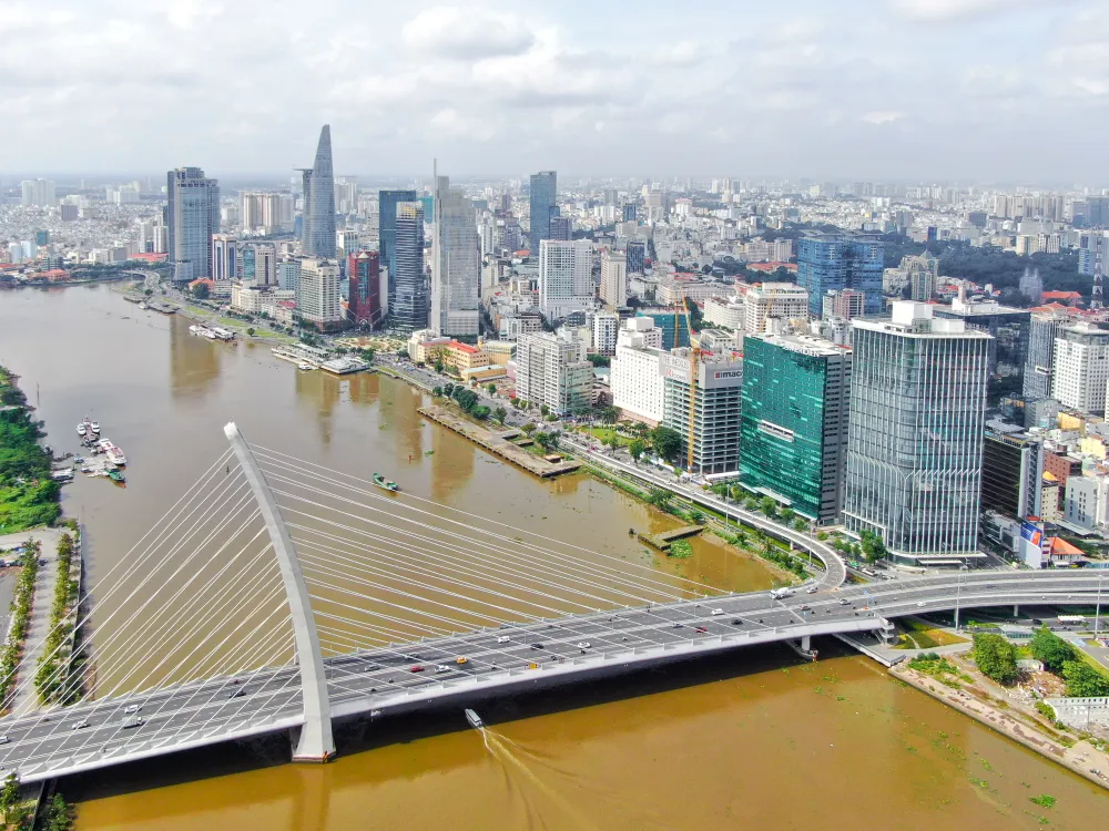 Cầu Thủ Thiêm 2 là gạch nối, nối liền mạch máu giao thông với khu đô thị mới Thủ Thiêm. Ảnh: HOÀNG HÙNG Cầu Thủ Thiêm 2 là gạch nối, nối liền mạch máu giao thông với khu đô thị mới Thủ Thiêm. Ảnh: HOÀNG HÙNG