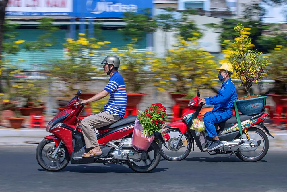 Chở mùa xuân về nhà - Hình chụp ngày 21-1-2023 ở chợ hoa xuân quận 8, TPHCM