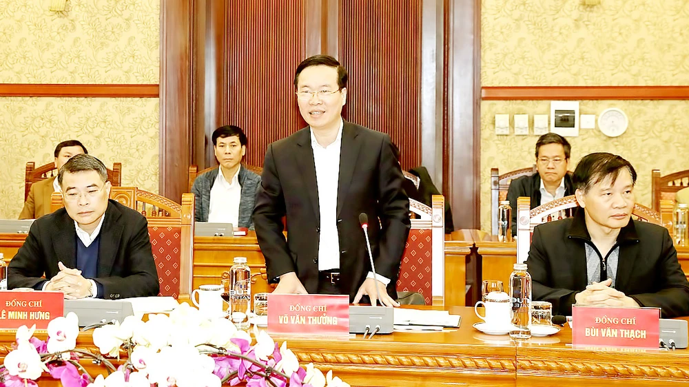 Thường trực Ban Bí thư Võ Văn Thưởng phát biểu chỉ đạo hội nghị. Ảnh: TTXVN