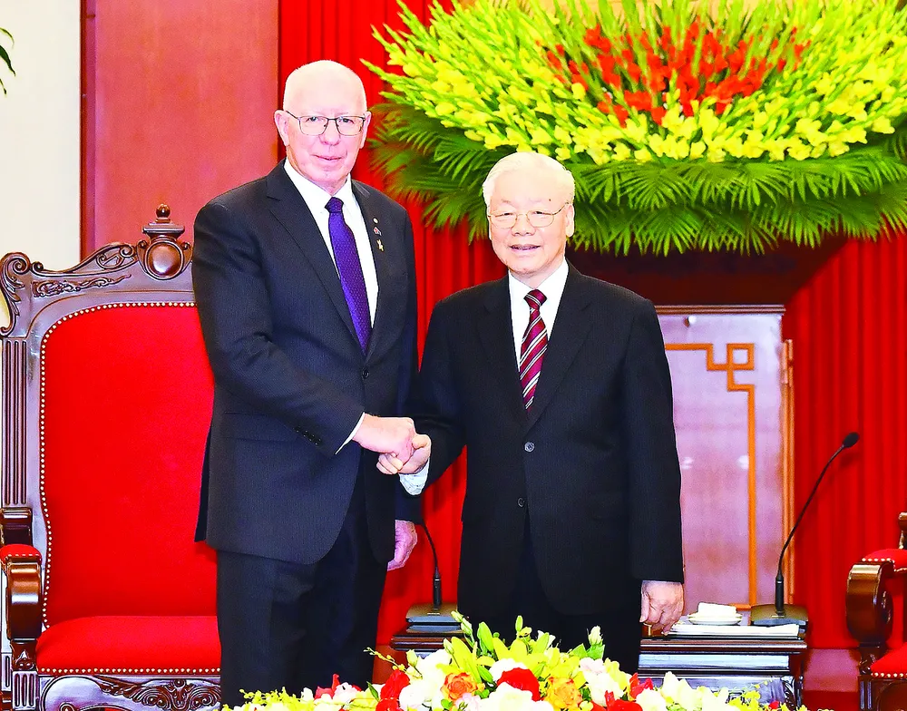 Tổng Bí thư Nguyễn Phú Trọng tiếp Toàn quyền Australia David Hurley. Ảnh: VIẾT CHUNG