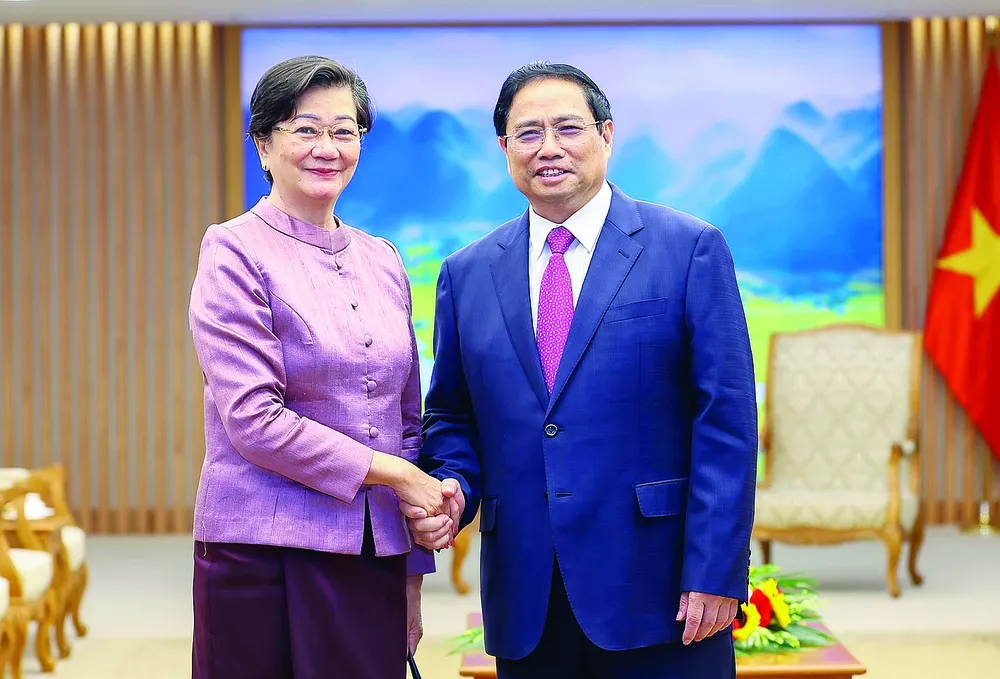 Thủ tướng Phạm Minh Chính tiếp Đại sứ Campuchia Chea Kimtha, chiều 7-4. Ảnh: VIẾT CHUNG Thủ tướng Phạm Minh Chính tiếp Đại sứ Campuchia Chea Kimtha, chiều 7-4. Ảnh: VIẾT CHUNG