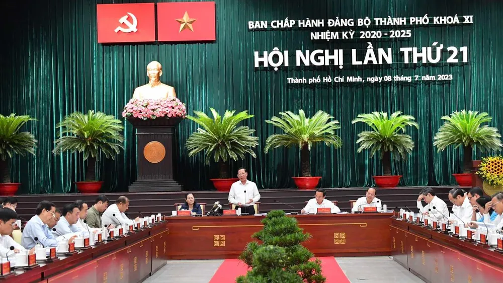 Hội nghị Thành ủy TPHCM lần thứ 21 (mở rộng). Ảnh: VIỆT DŨNG Hội nghị Thành ủy TPHCM lần thứ 21 (mở rộng). Ảnh: VIỆT DŨNG