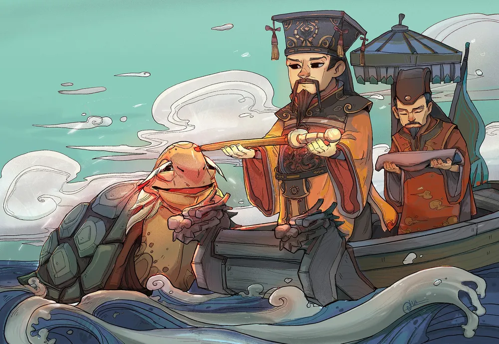 Tạo hình câu chuyện vua Lê trả lại gươm cho thần Kim Quy tại hồ Lục Thủy sau khi đánh thắng giặc Minh trong một sản phẩm sáng tạo về chủ đề lịch sử do nhóm bạn trẻ Việt sử kiêu hùng thực hiện