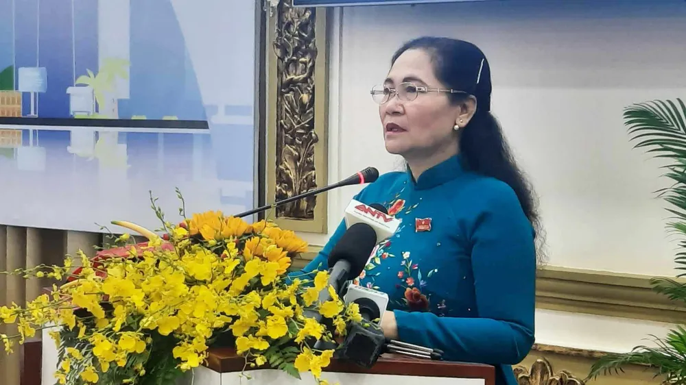 Phó Bí thư Thành ủy, Chủ tịch HĐND TPHCM Nguyễn Thị Lệ phát biểu khai mạc hội thảo