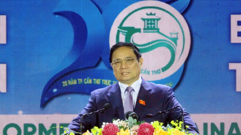 Thủ tướng Phạm Minh Chính phát biểu chỉ đạo tại hội nghị Công bố quy hoạch và xúc tiến đầu tư TP Cần Thơ, sáng 10-12