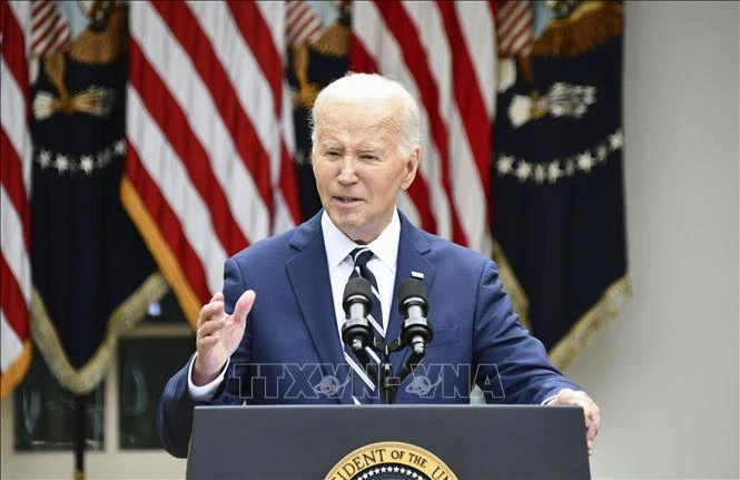 Tổng thống Mỹ Joe Biden phát biểu tại Washington ngày 14-5-2024. Ảnh: Kyodo/TTXVN