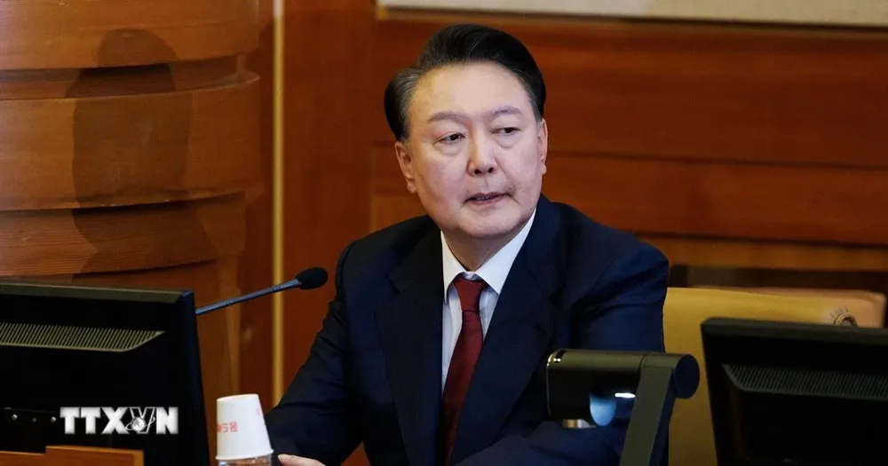 Tổng thống Hàn Quốc Yoon Suk Yeol tại Tòa án Hiến pháp ở Seoul, ngày 23-1-2025. Ảnh: THX/TTXVN