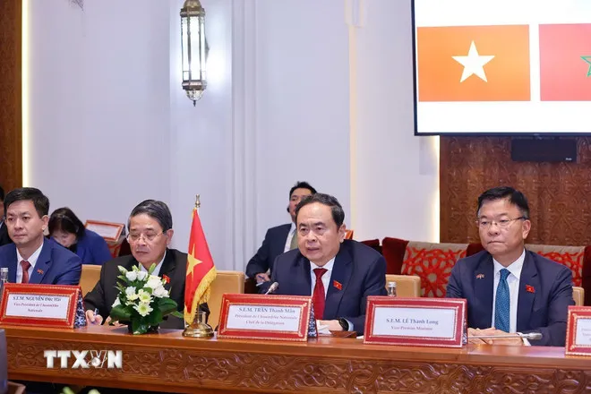 Chủ tịch Quốc hội Trần Thanh Mẫn phát biểu. Ảnh: TTXVN Chủ tịch Quốc hội Trần Thanh Mẫn phát biểu. Ảnh: TTXVN