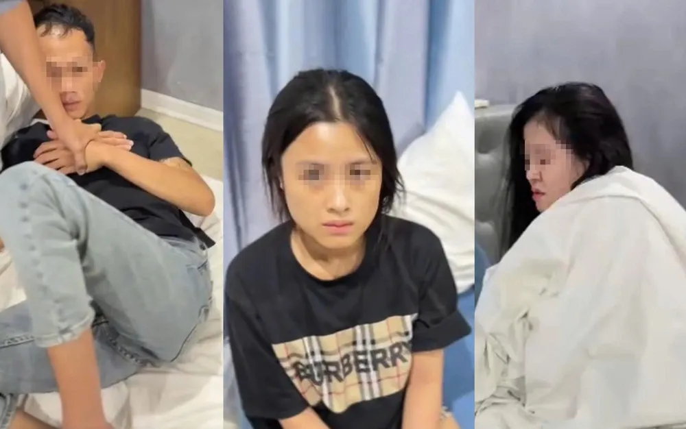 Công an bắt quả tang các đối tượng đang sử dụng ma túy tại khách sạn. Ảnh: CACC 1.jpg