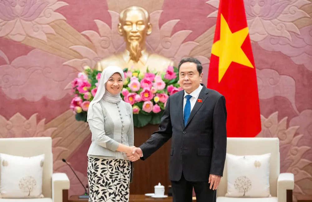 Chủ tịch Quốc hội Trần Thanh Mẫn tiếp Tổng Thư ký AIPA Siti Rozaimeriyanty Dato Haji Abdul Rahman. Ảnh: VIẾT CHUNG man-25-129-585.jpeg