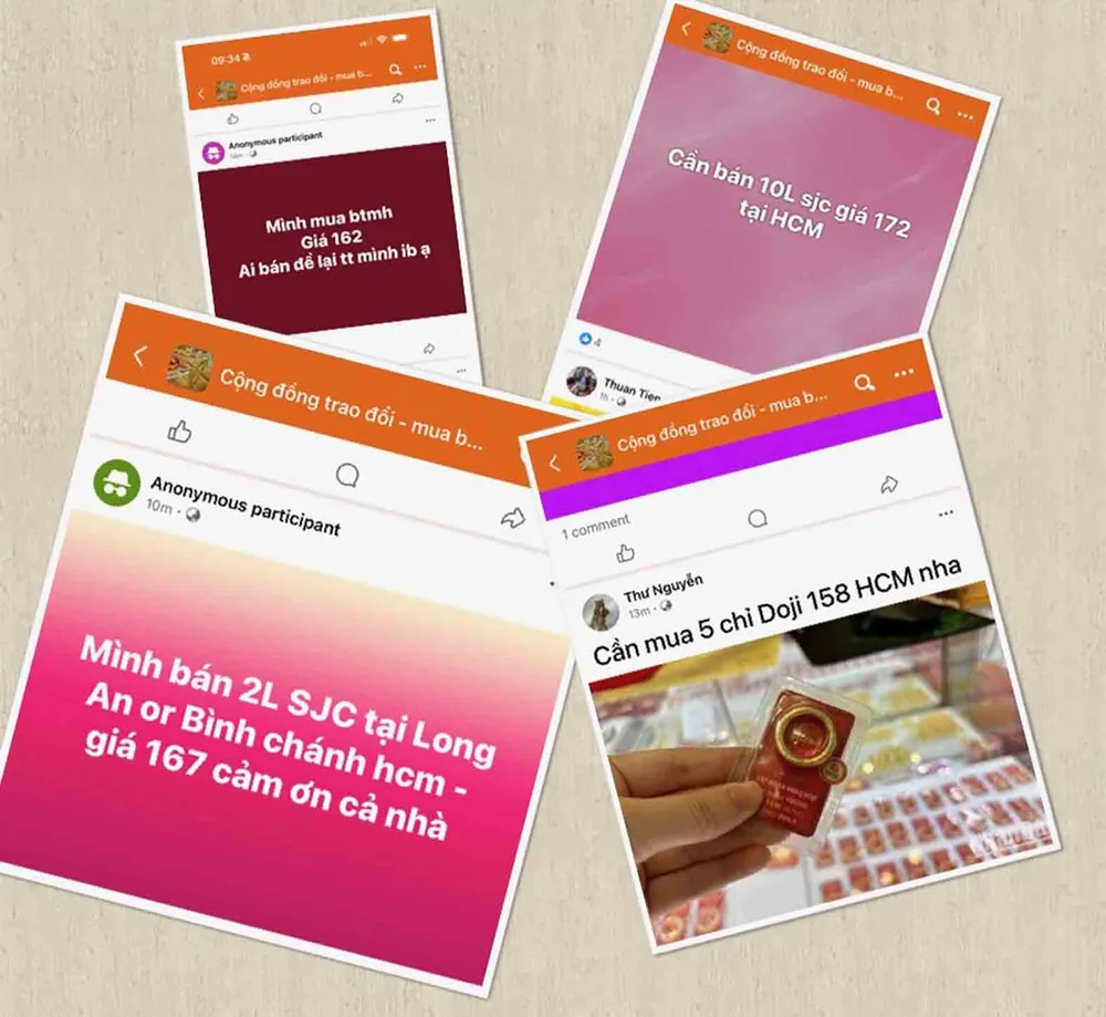 Giao dịch vàng ở các hội nhóm trên mạng khá "sôi động" CN7a.jpg