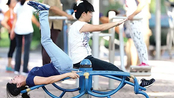 Những góc nhỏ công viên Tập thể dục trong công viên