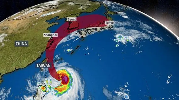 Bão Mitag đổ bộ vào Đài Loan. Nguồn: weather