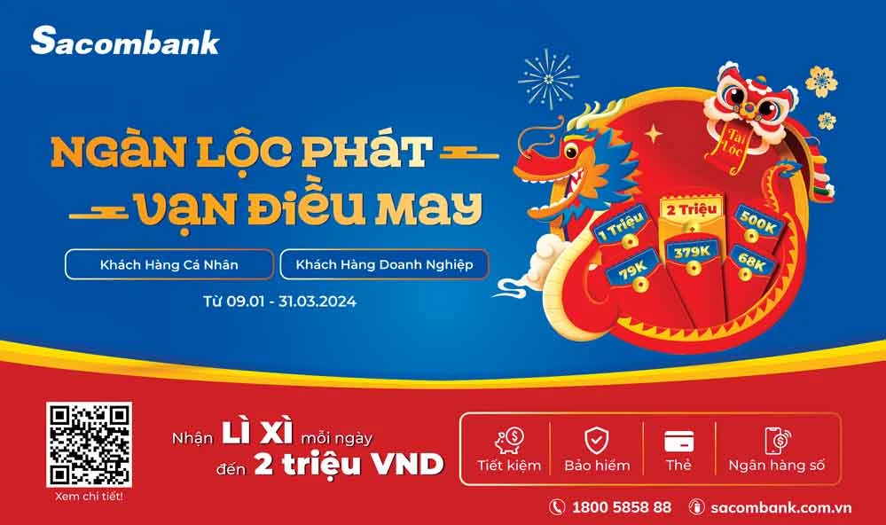 Để biết thêm thông tin chi tiết, khách hàng vui lòng liên hệ: Hotline 1800 5858 88 Website: https://www.sacombank.com.vn/trang-chu/khuyen-mai/khcn/chuong-trinh-uu-dai/ngan-loc-phat-van-dieu-may.html