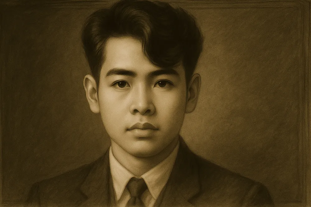 Chân dung nhà thơ Phạm Hầu do AI vẽ lại.