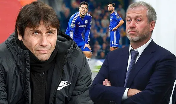 HLV Antonio Conte và ông bầu Roman Abramovich.