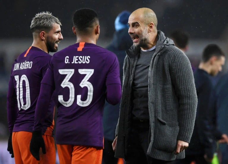 Gabriel Jesus và Aguero củng HLV Pep Guardiolas ở City