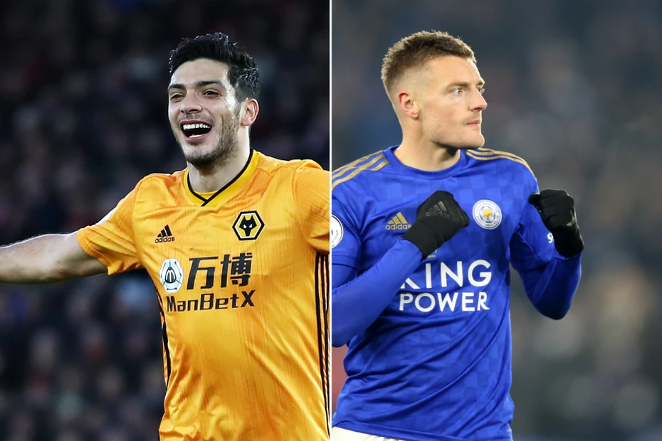 Raul Jimenez và Jamie Vardy 