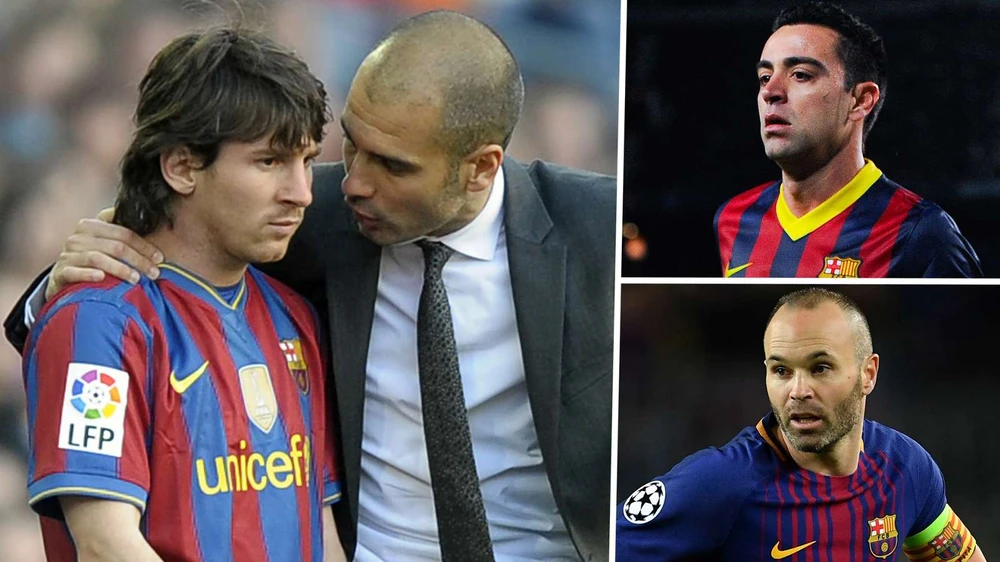 Pep Guardiola dặn dò Messi, bên cạnh Iniesta và Xavi