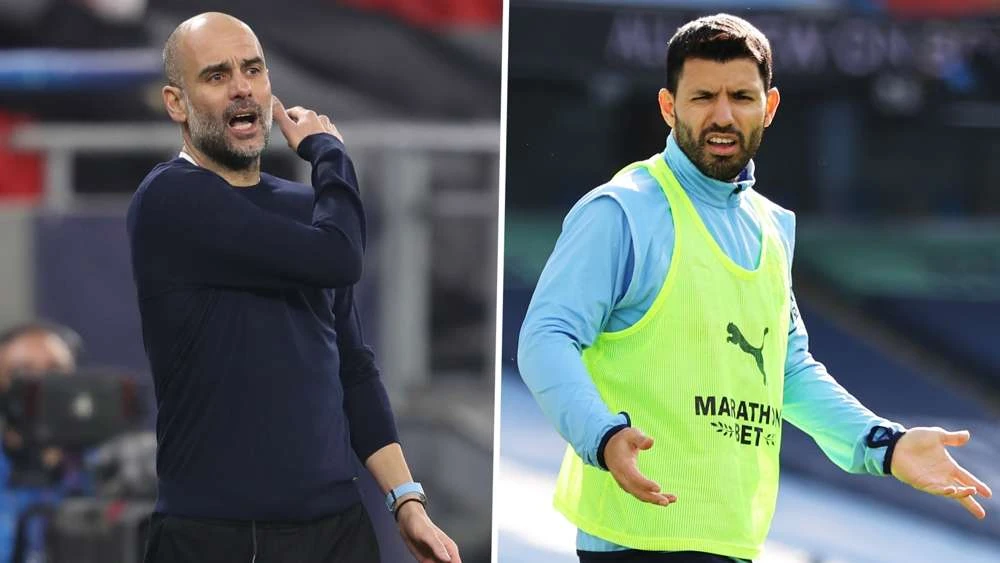 Pep Guardiola và Sergio Aguero