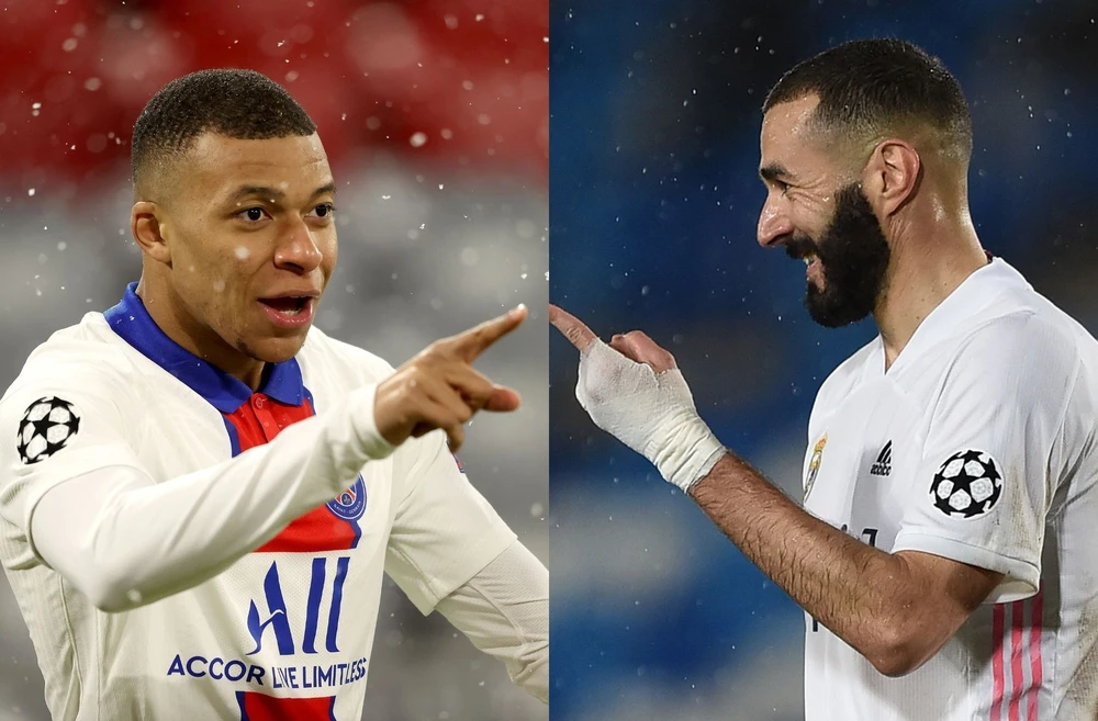 Kylian Mbappe và Karim Benzema