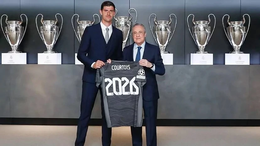 Thibaut Courtois và Chủ tịch Florentino Perez