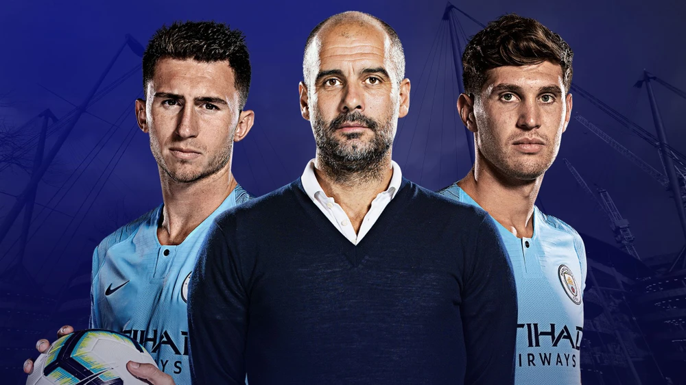 Pep Guardiola và cặp trung vệ Laporta - Stones