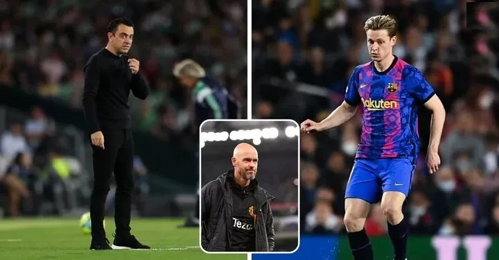 Xavi, De Jong và HLV Erik ten Hag