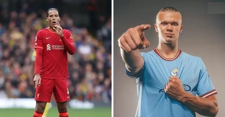  Virgil van Dijk chống lại Erling Haaland