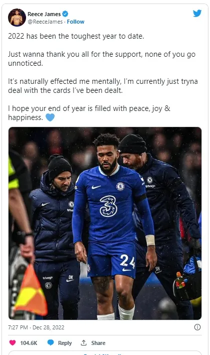 Trang twiter của Reece James