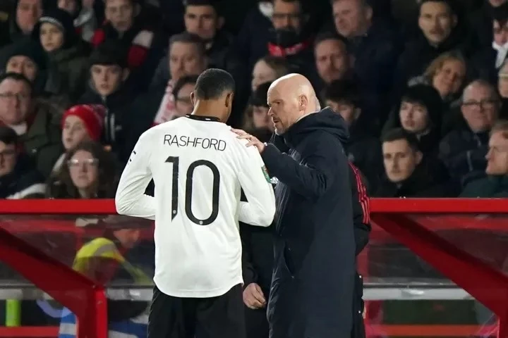 Erik Ten Hag và Marcus Rashford