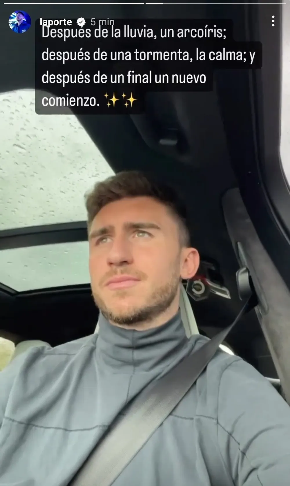 Thông điệp của Laporte trên Instagram: &quot;Sau cơn mưa sẽ có cầu vồng; sau cơn bão là sự bình lặng và sau một kết thúc là một khởi đầu mới&quot;