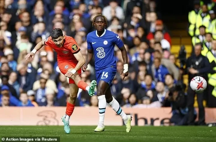 Julio Enciso ghi bàn ấn định tỷ số 2-1 cho Brighton