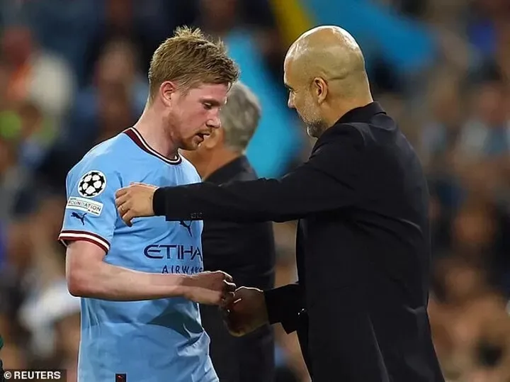 Kevin De Bruyne và Pep trong trận bán kết với Real Madrid