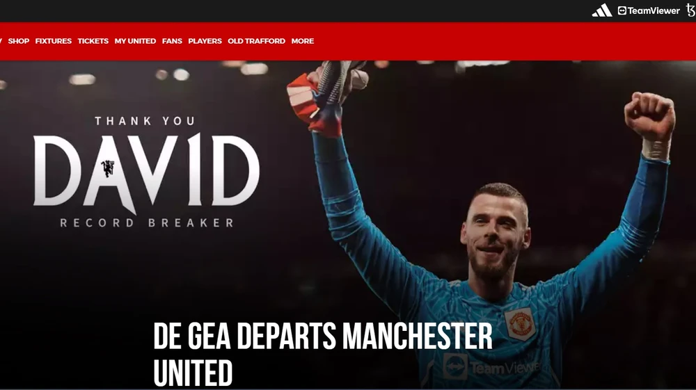 Trang web chính thức của Man United nói lời chia tay De Gea