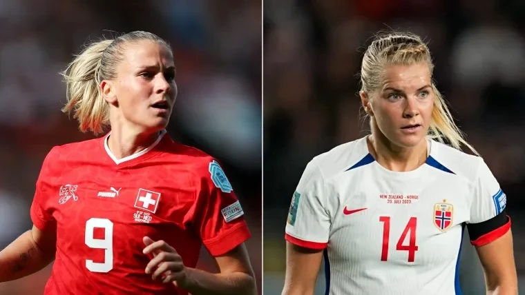 Ada Hegerberg (Na Uy) và Ana Maria Crnogorcevic (Thụy Sĩ)