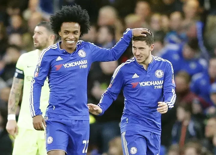 Willian và Eden Hazard thời còn khoác áo Chelsea