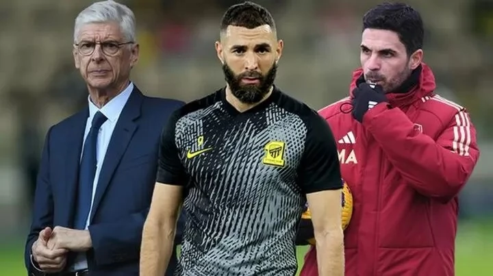 Giáo sư Arsene Wenger hào hứng với việc Benzema (giữa) chơi bóng cho Arteta (phải)