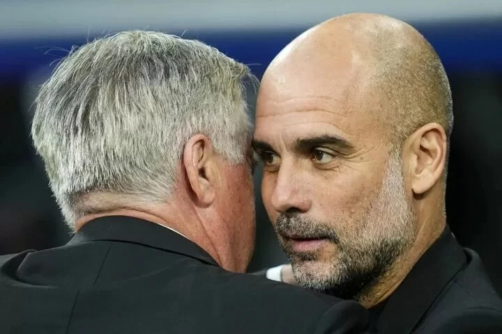 Carlo Ancelotti (Real Madrid) và Pep Guardiola (Man City)