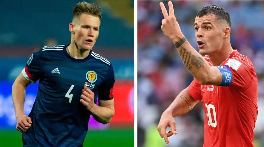 Scott McTominay (Scotland) và Granit Xhaka (Thụy Sĩ)