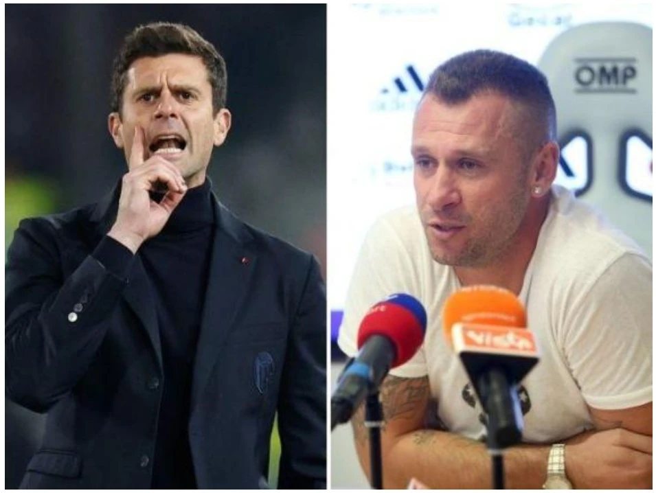 HLV Thiago Motta và bình luận viên Antonio Cassano