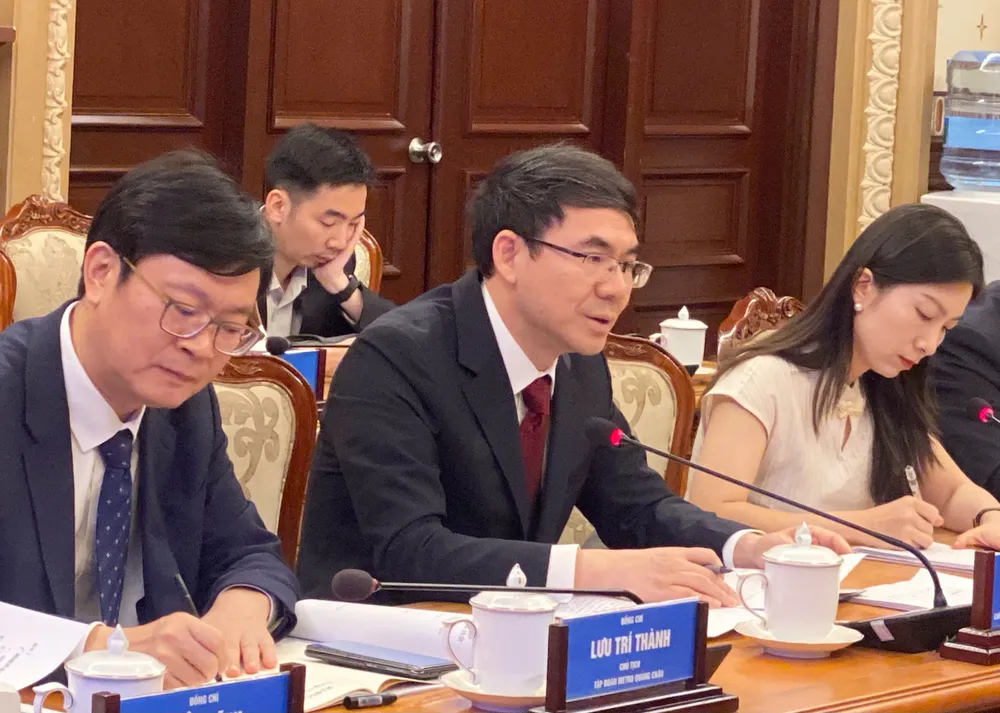 Phó Thị trưởng TP Quảng Châu Lại Chí Hồng phát biểu tại buổi làm việc. Ảnh: XUÂN HẠNH z7052004379655_1f94f911d3ffd2ca43278379af090080.jpg