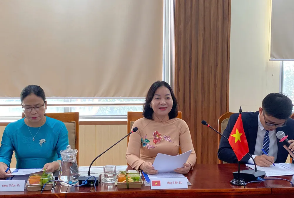 Đồng chí Trương Thị Bích Hạnh phát biểu tại buổi làm việc. Ảnh: XUÂN HẠNH z7065431841736_ed5f9094595a453deffc06ff67e00f02.jpg