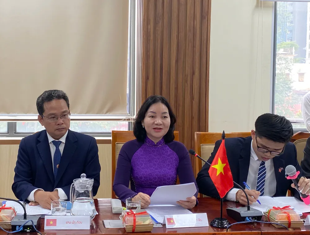 Đồng chí Trương Thị Bích Hạnh phát biểu tại buổi tiếp. Ảnh: XUÂN HẠNH z7066543892944_cc63df42686ce1c05fcc8231461ed51a.jpg