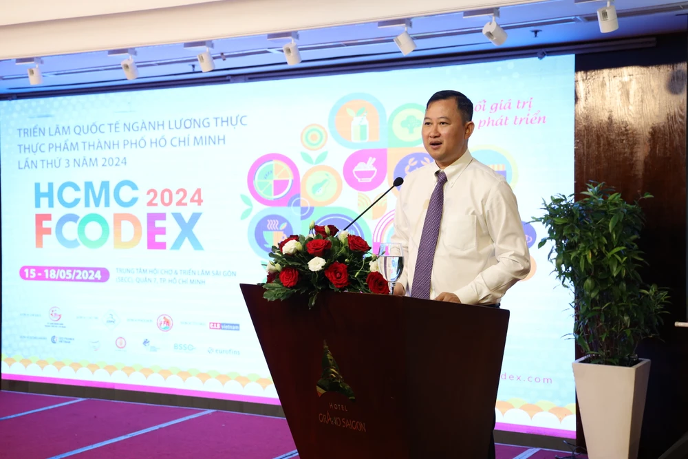 Ông Trần Phú Lữ, Giám đốc ITPC phát biểu tại họp báo triển lãm HCMC FOODEX 2024 Ông Trần Phú Lữ (Giám đốc ITPC).JPG
